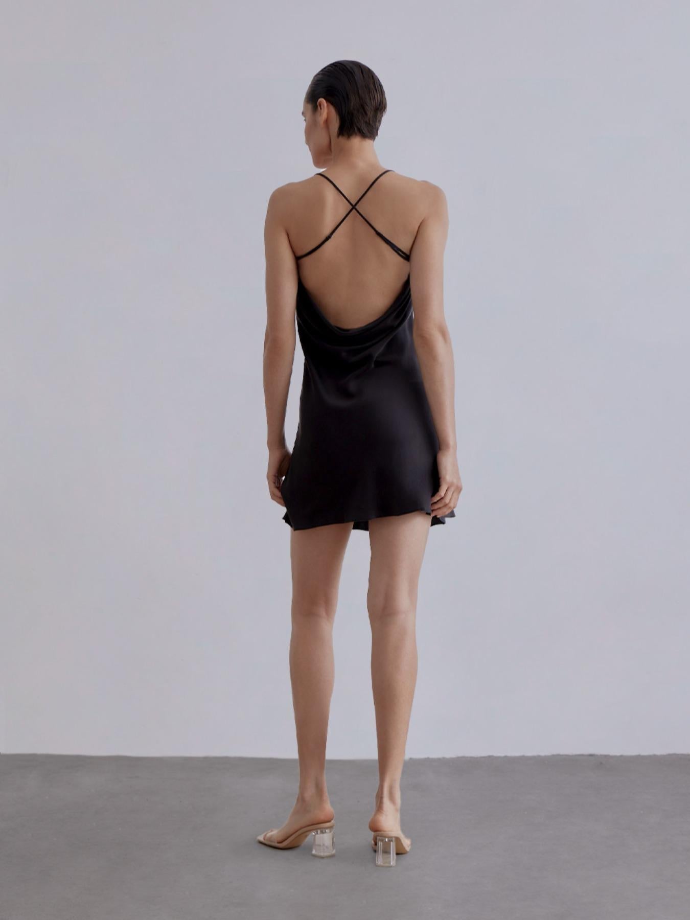 Low Back V-Neck Silk Mini Slip