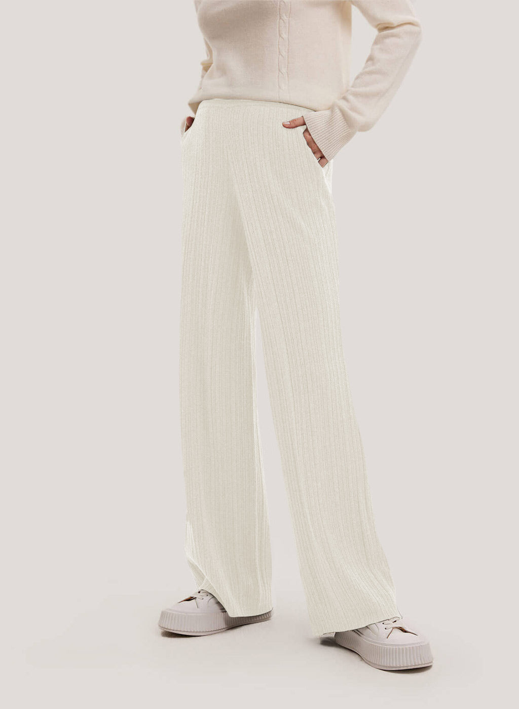 Cashmere-Wool Textured Pants