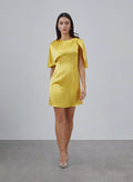 Petite Cape Sleeve Silk Mini Dress
