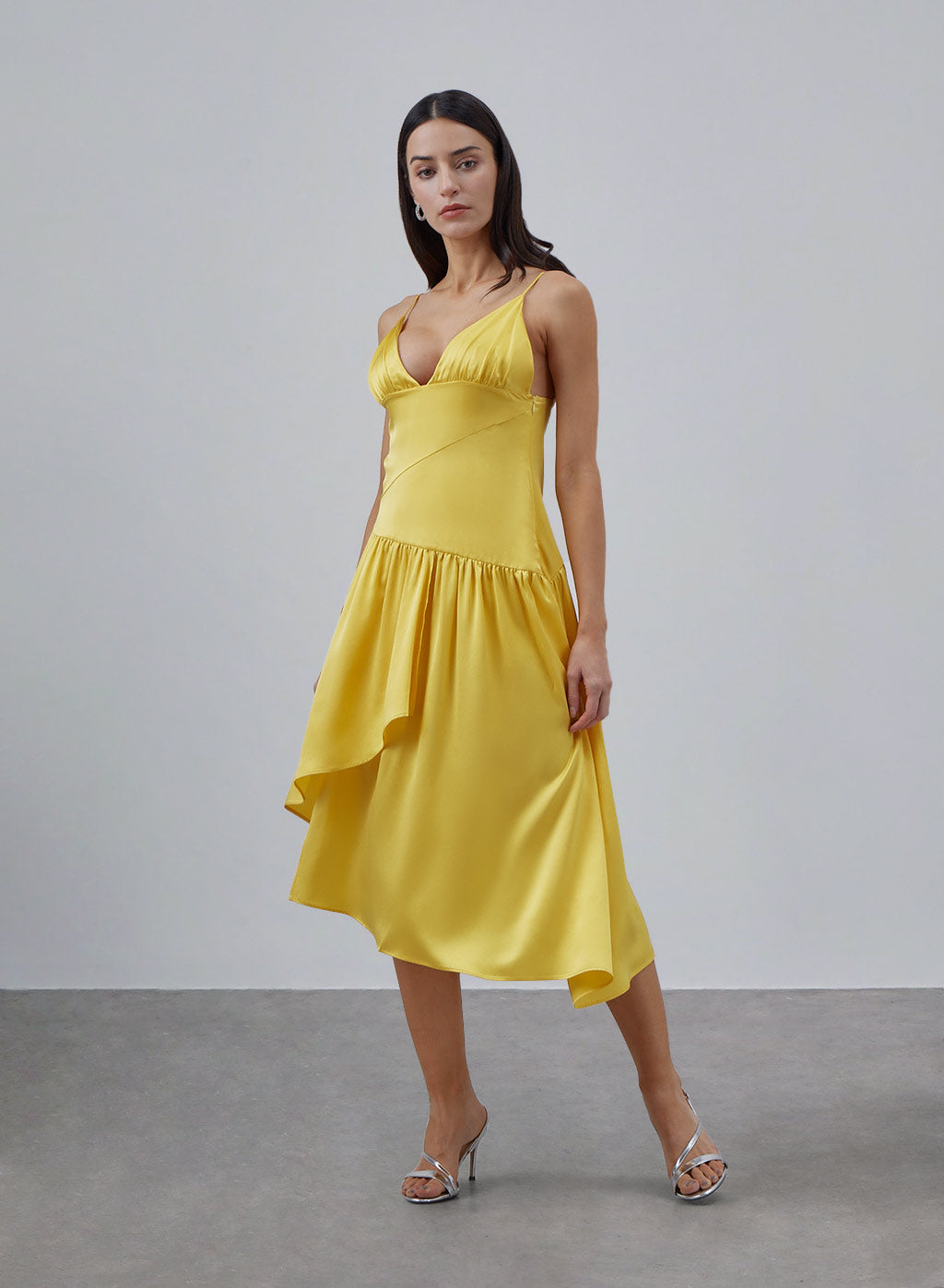 Vivid V-neck Silk Slip Dress