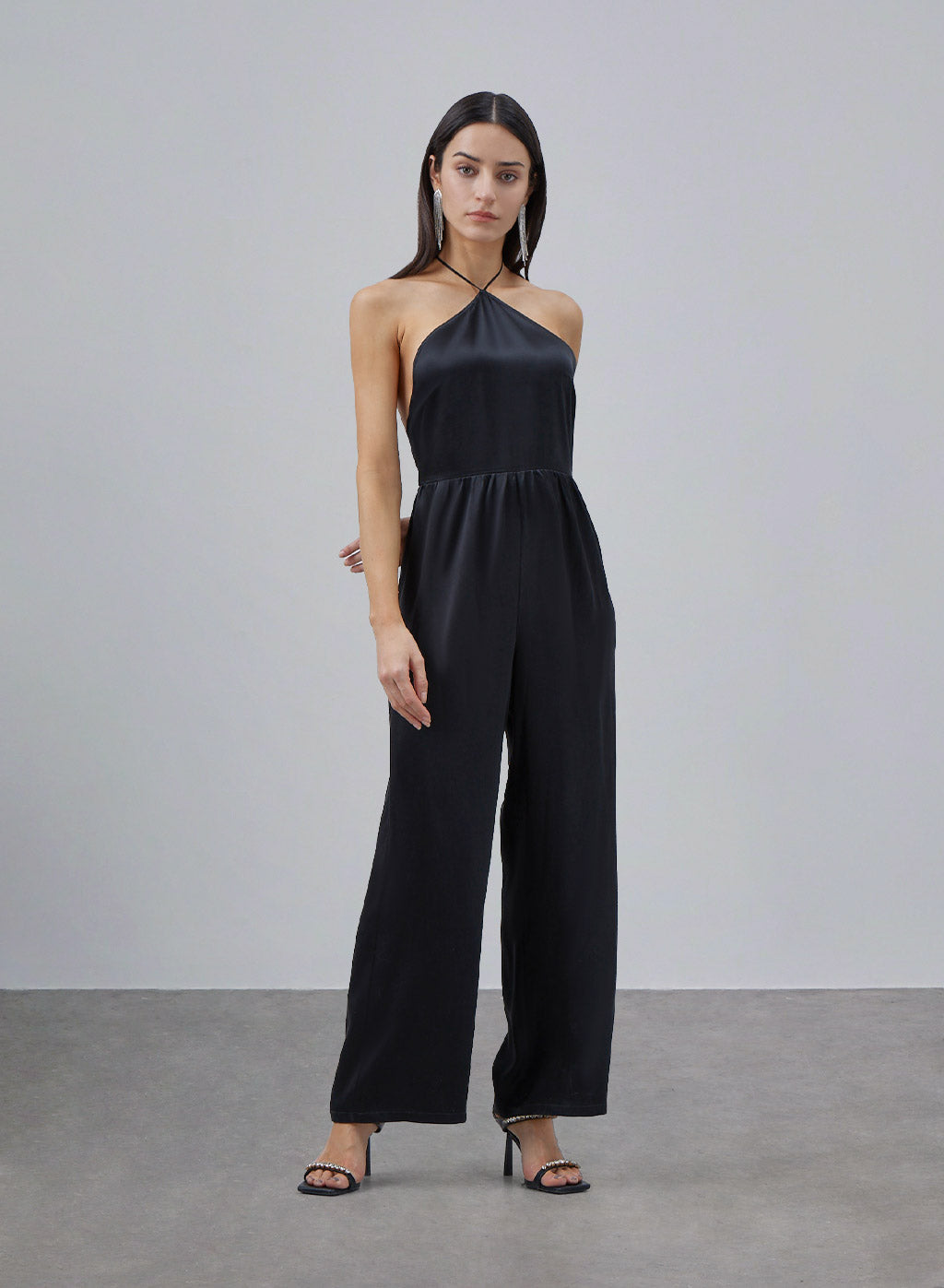 Halter Neck Silk Camisole Jumpsuit