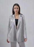 Oversized Internal Print Silk Blazer