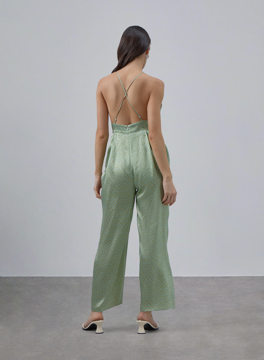 V-neck Silk Camisole Jumpsuit
