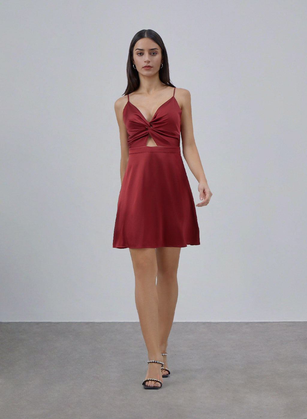 Twisted Knot Silk Mini Slip Dress