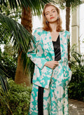 Ready to Bloom Floral Silk Blazer With Detachable Scarf