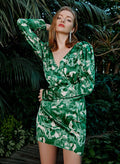 Garden Romance Long Sleeve Floral Silk Mini Dress
