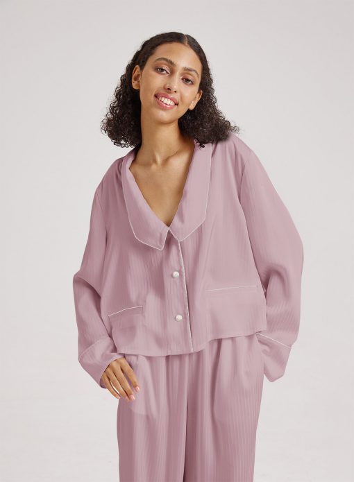 Statement Collar Cropped Pajama Top