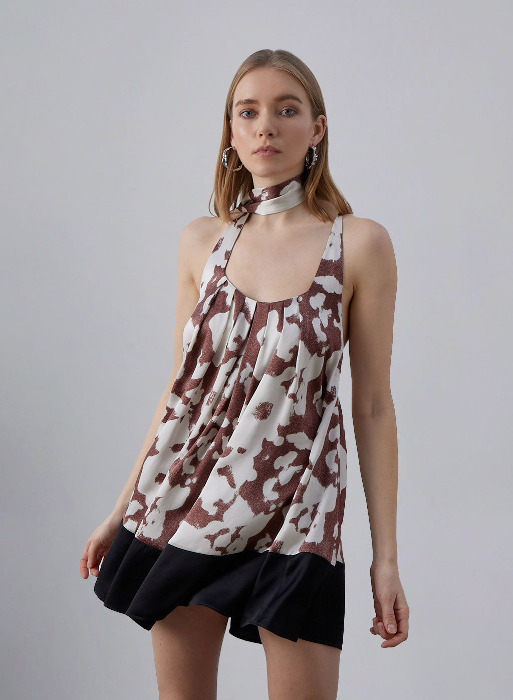 Floral Twilly Scarf Silk Mini Dress