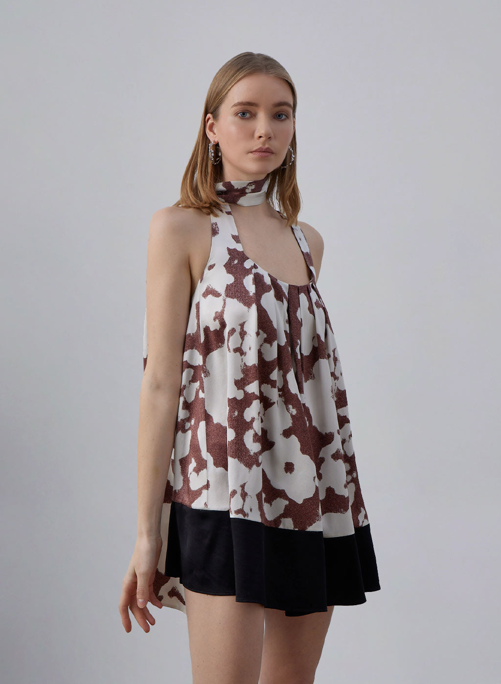 Floral Twilly Scarf Silk Mini Dress