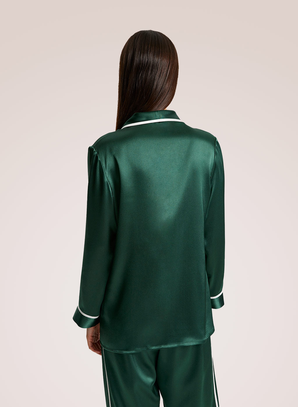 Turquoise Piped Silk Pajama Set