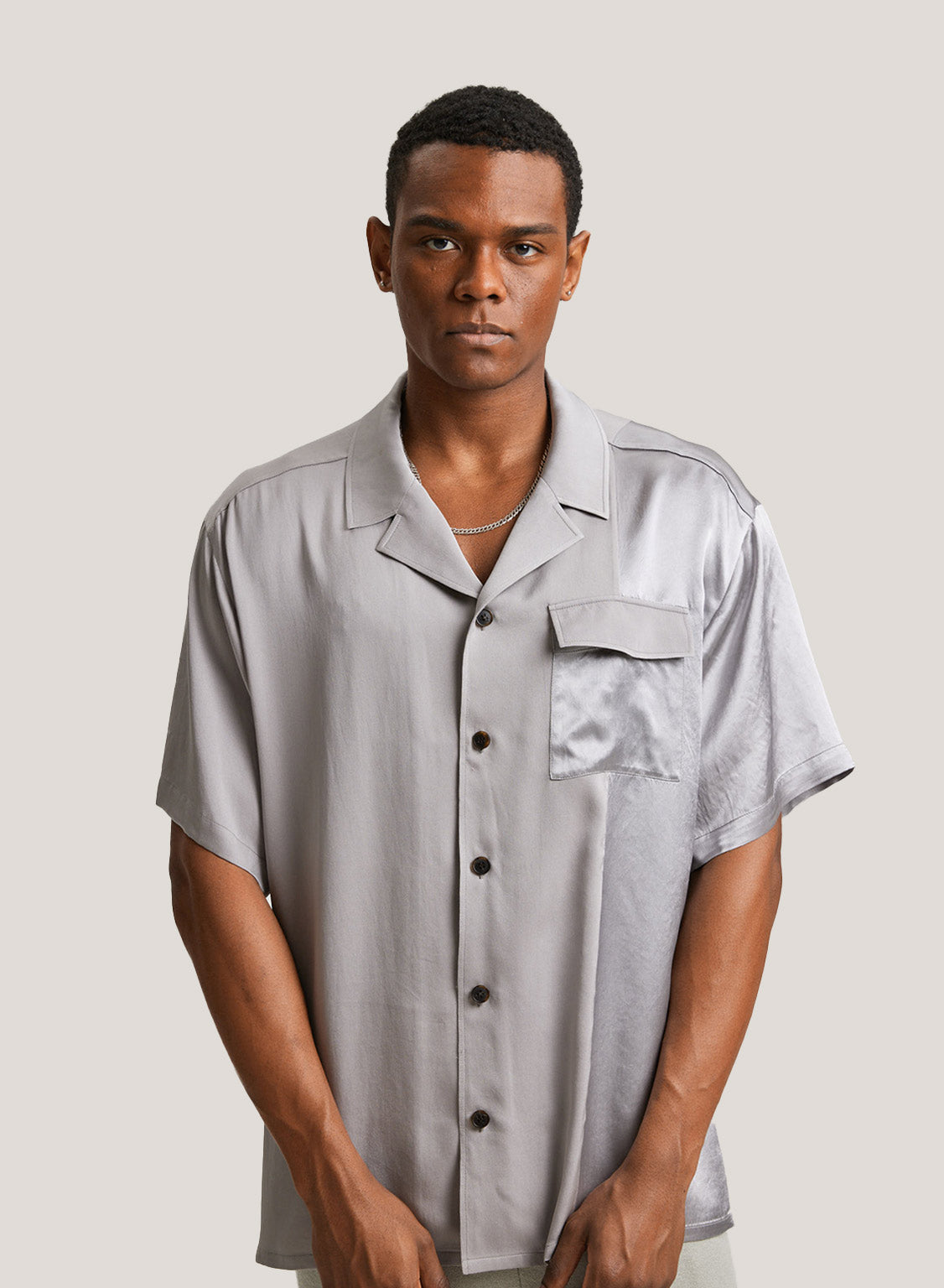 Silk Patchwork Short Sleeve Shirt