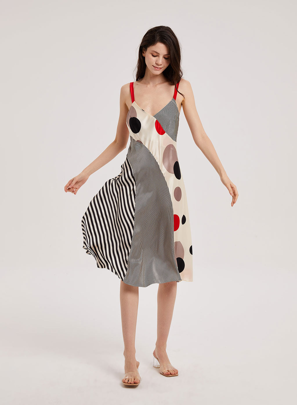 Casual Polka Dot Silk Dress