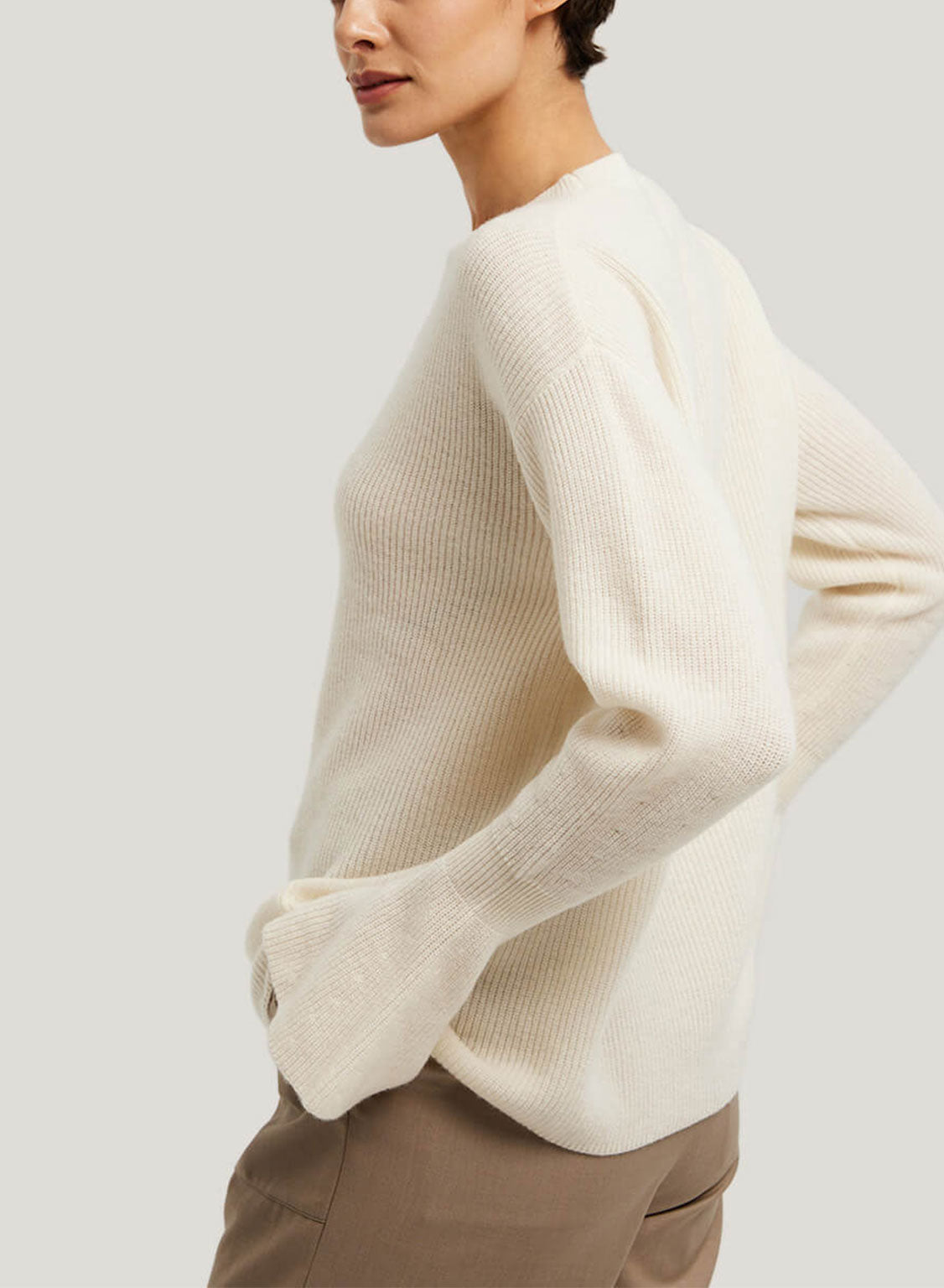 Flared-Cuff Pure Wool Jumper