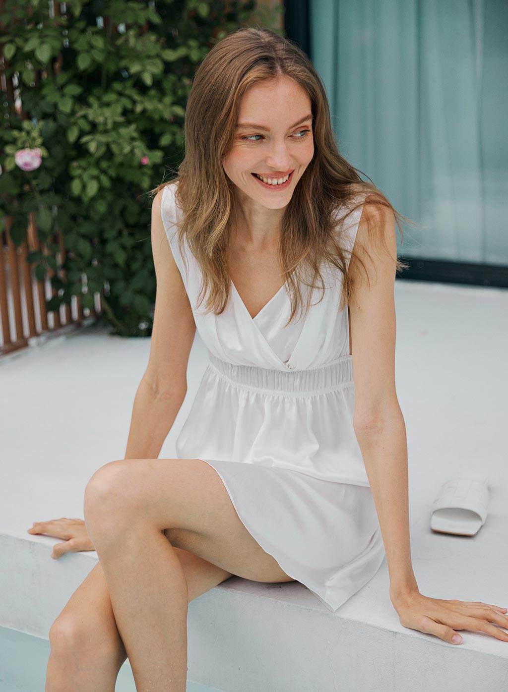 Angel Silk Satin Mini Dress