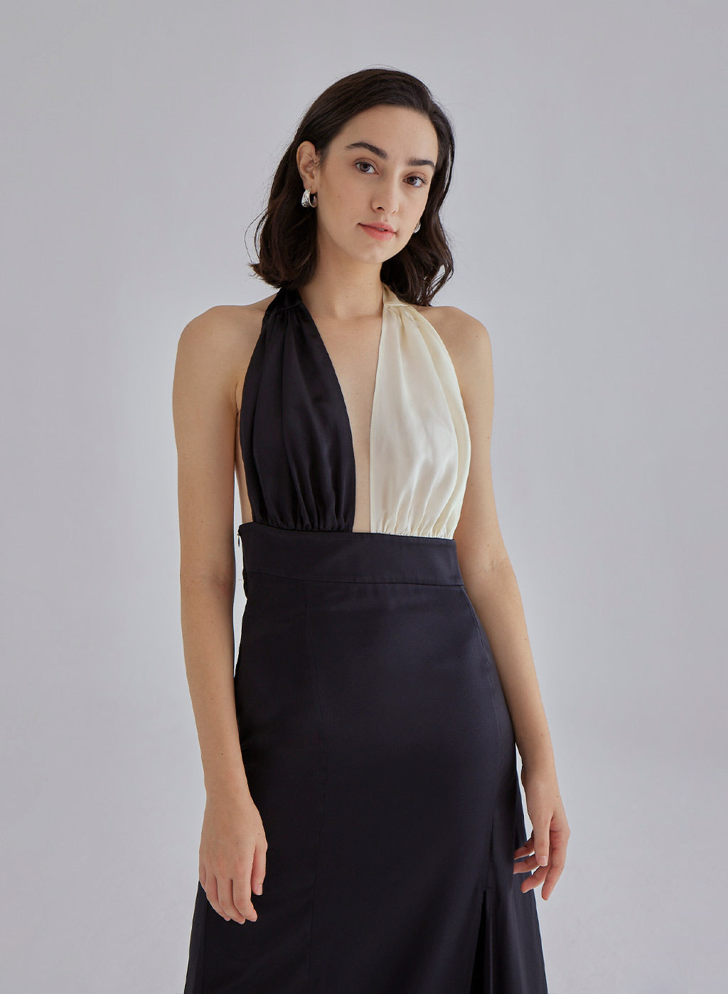 Piano Halterneck Maxi Silk Dress