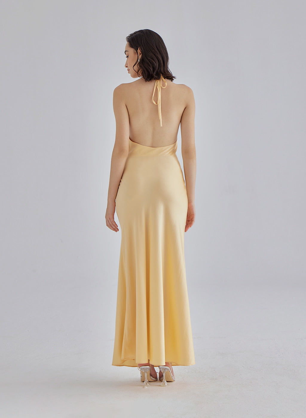 Gold Confetti Halterneck Midi Silk Dress