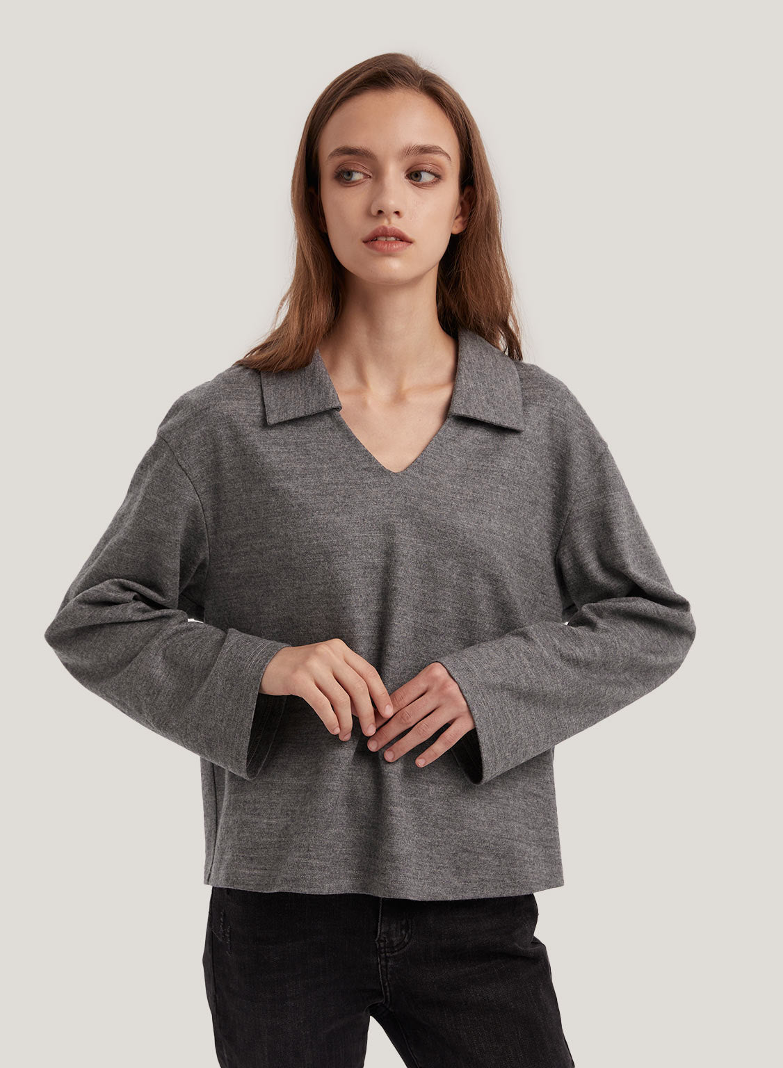 V-Neck 100% Wool Jumper