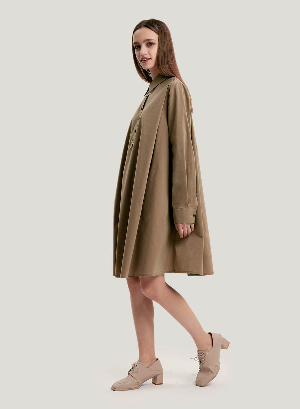 Cotton-Blend A-Line Shirtdress