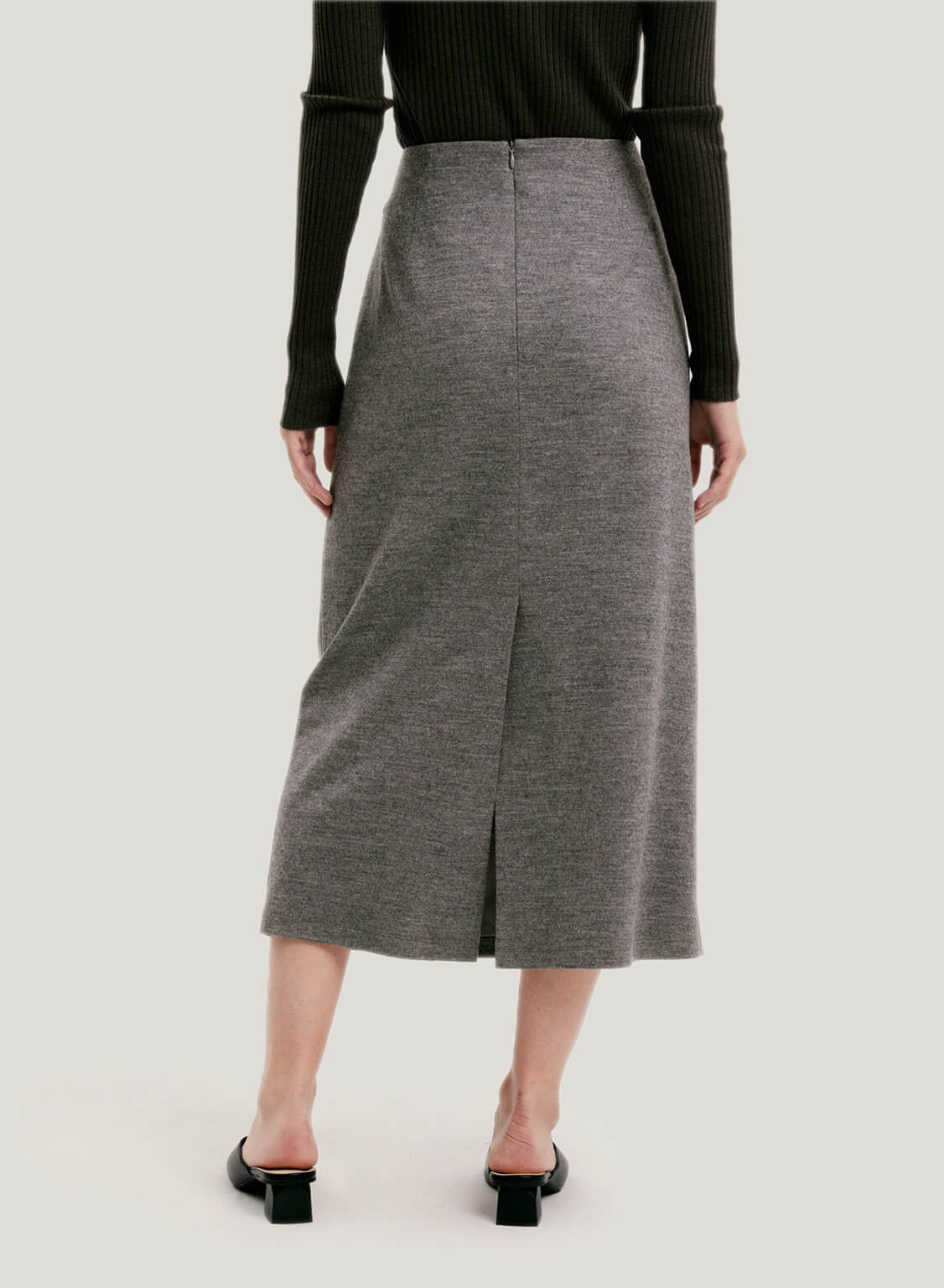 Waist Tie Wrap Pure Wool Skirt