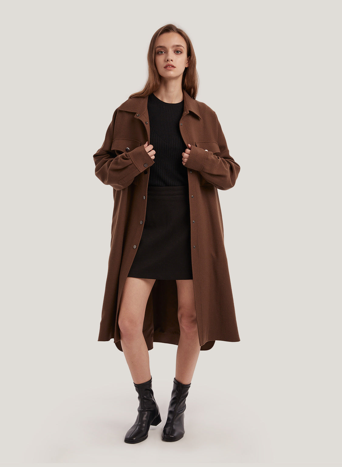 Oversized Wool-Blend Shirt Coat