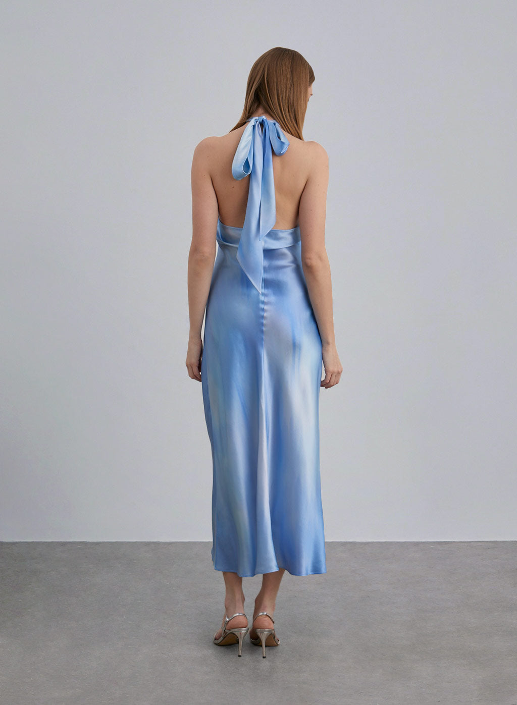 Dreamy Wave Halter Silk Maxi Dress