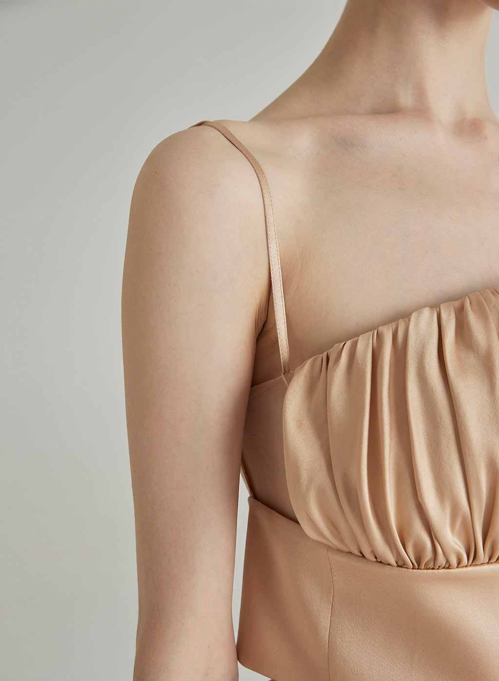 Ruched Silk Strap Top