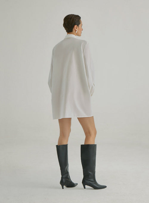 Belted Irregular Silk Shirt Dress