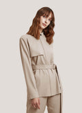Wool-Blend Belted Short Jacket