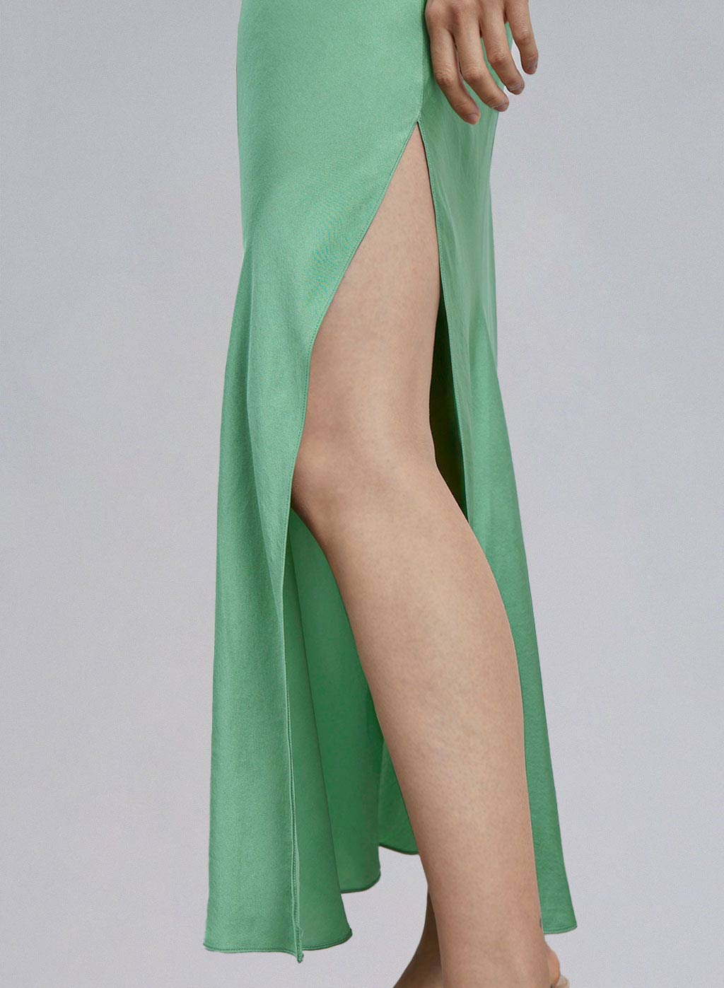 Lime Cocktail Silk Maxi Slip Dress