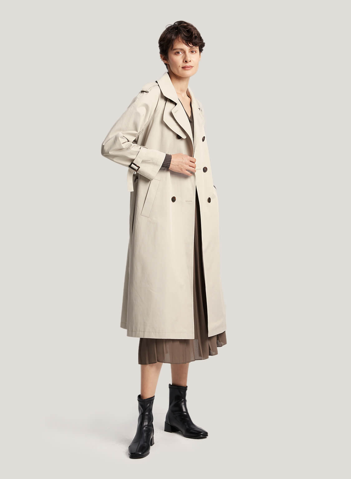 Long Trench-Style Coat