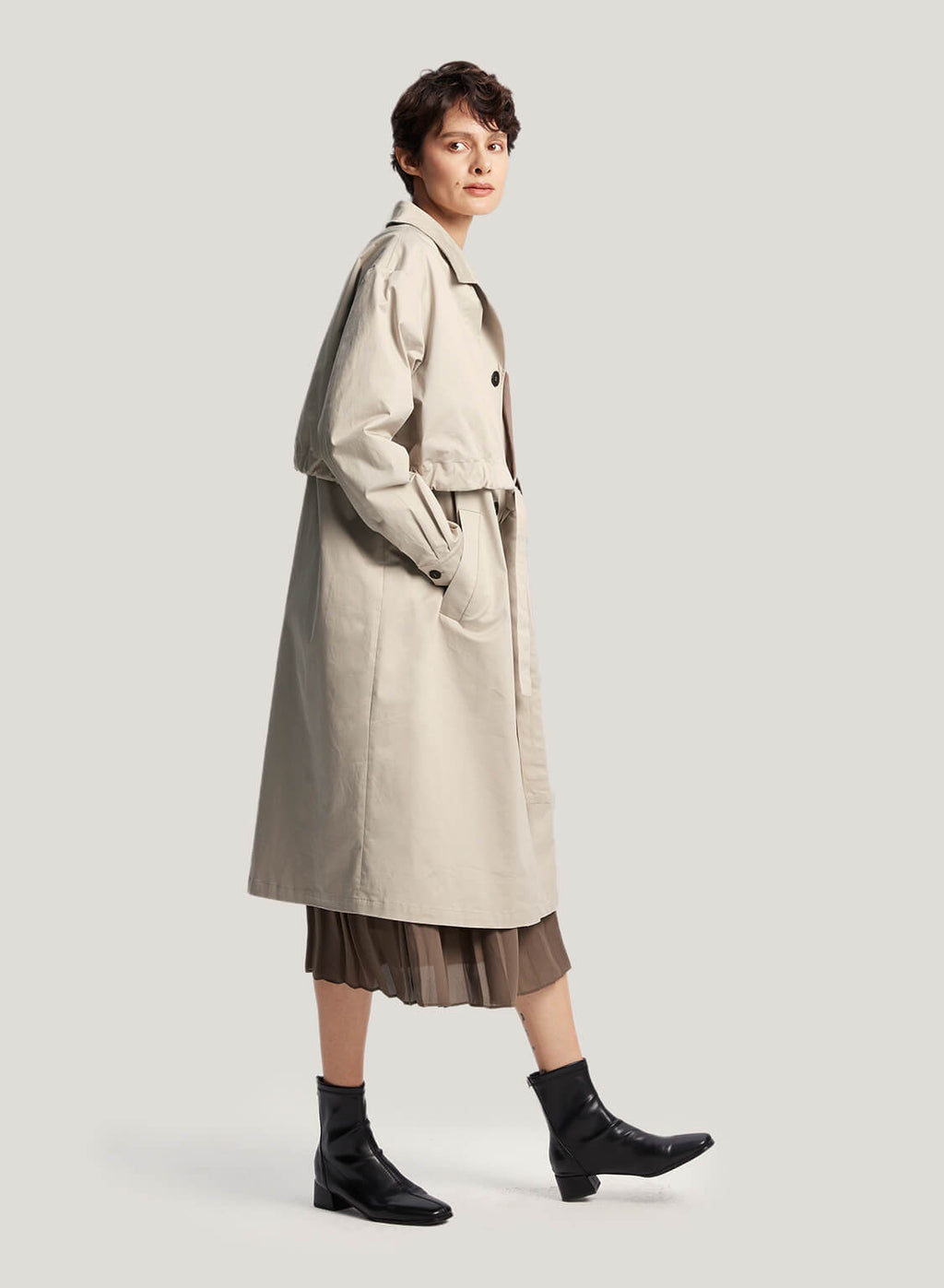 Double Layer Cotton Trench Coat
