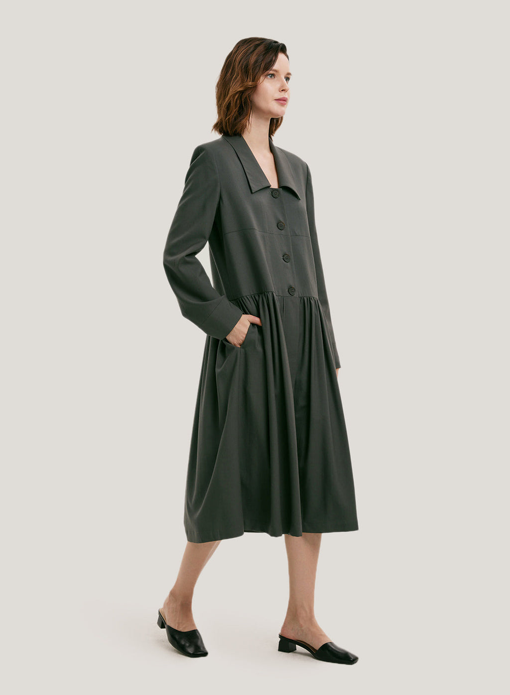 Tailored Wool Midi Dress