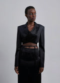 Back Tie Silk Cropped Blazer