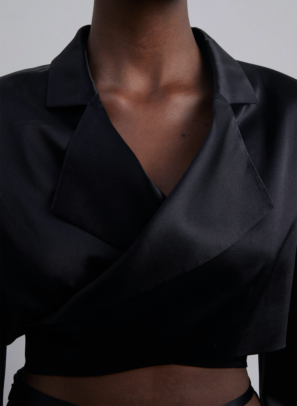 Back Tie Silk Cropped Blazer