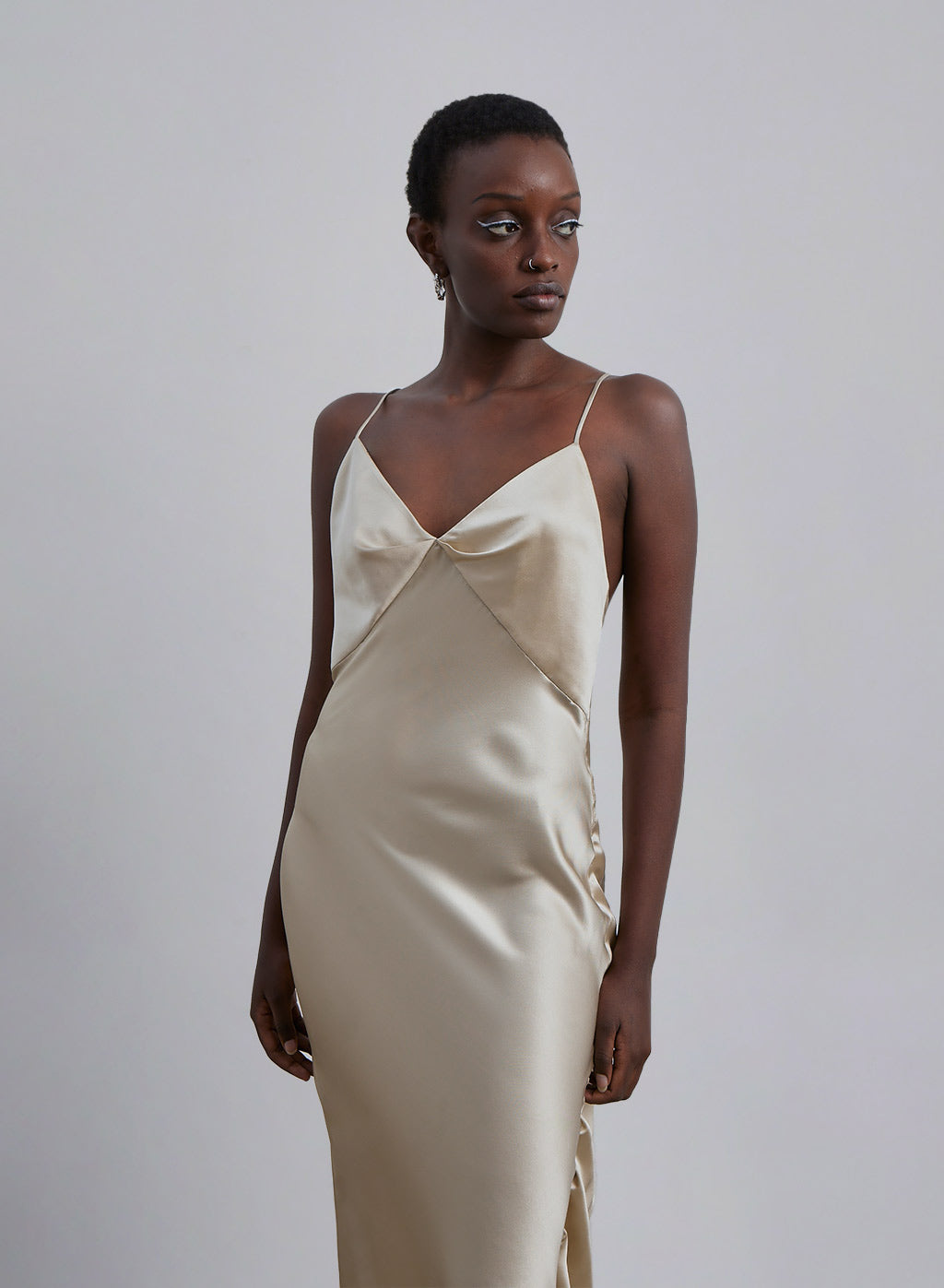Draped Silk Slip Dress