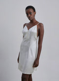 Button Front Silk Mini Slip Dress