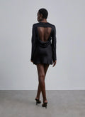 Silk Long Sleeve Backless Mini Dress
