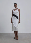 Color Block Silk Midi Dress