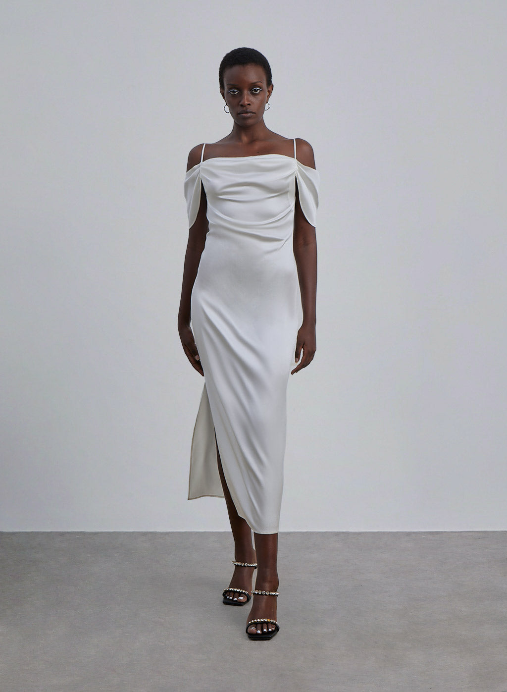 Off-The-Shoulder Silk Dress