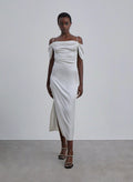 Off-The-Shoulder Silk Dress