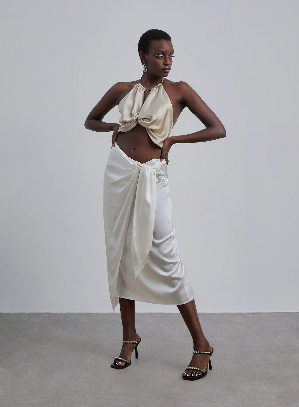 Twist-Front Silk Top