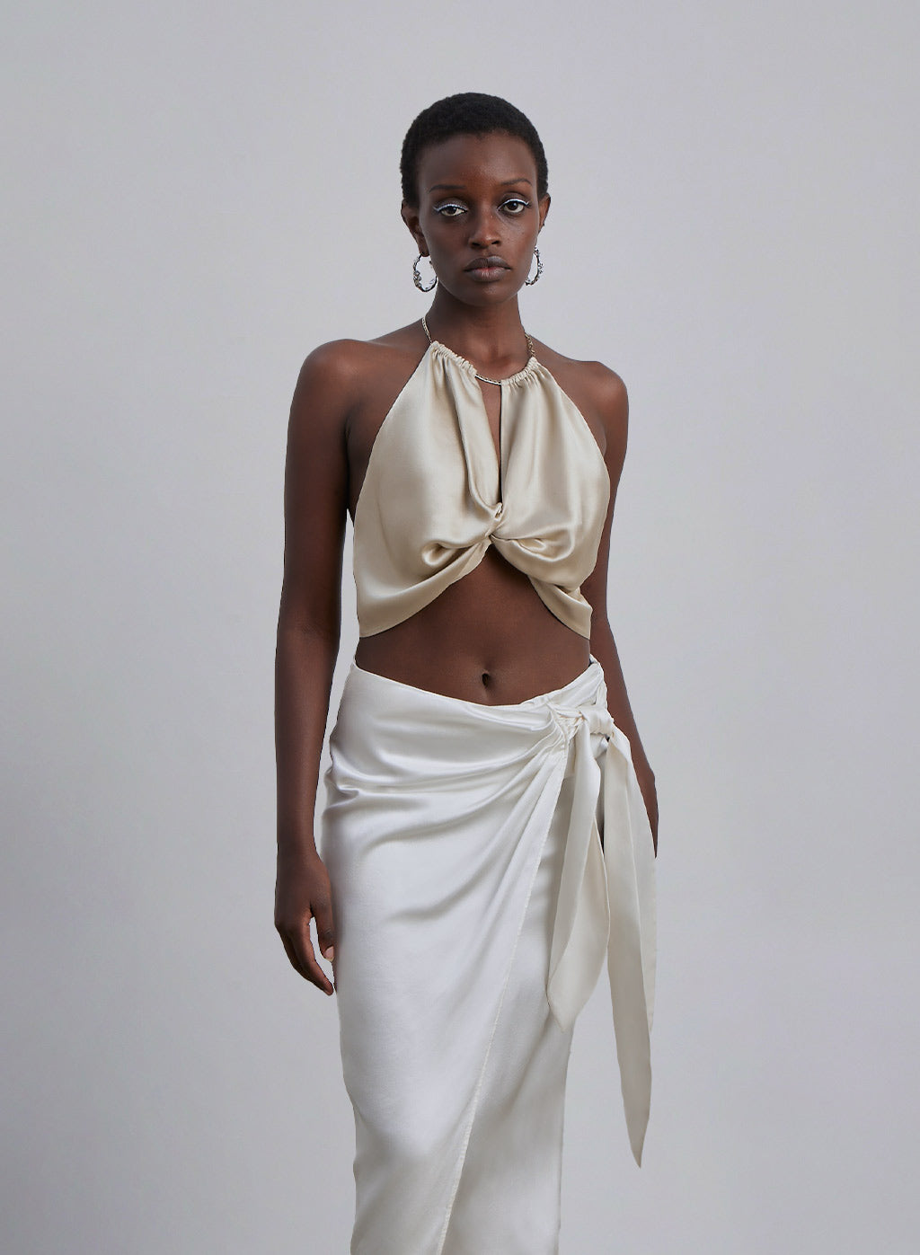 Twist-Front Silk Top