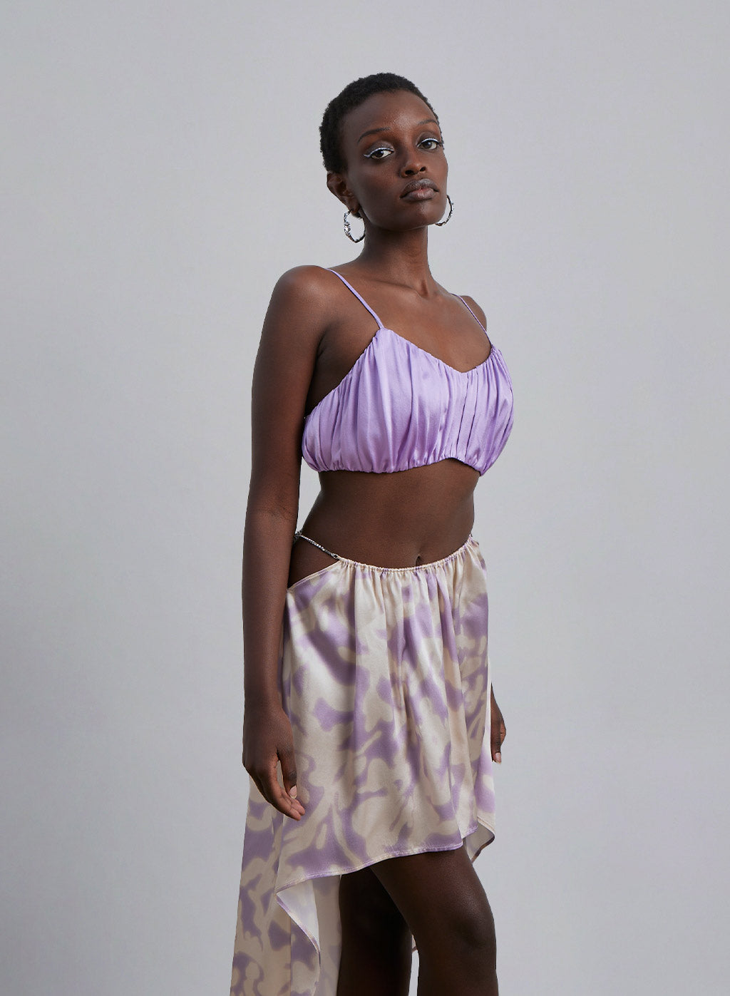 Ruched Silk Spaghetti Strap Top