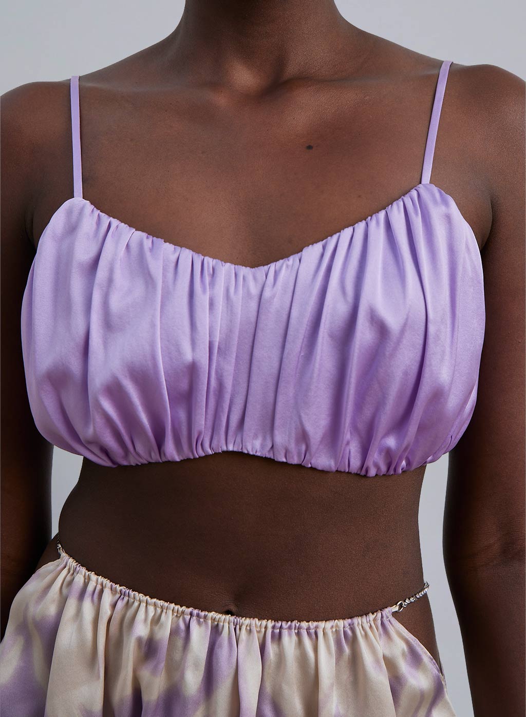 Ruched Silk Spaghetti Strap Top