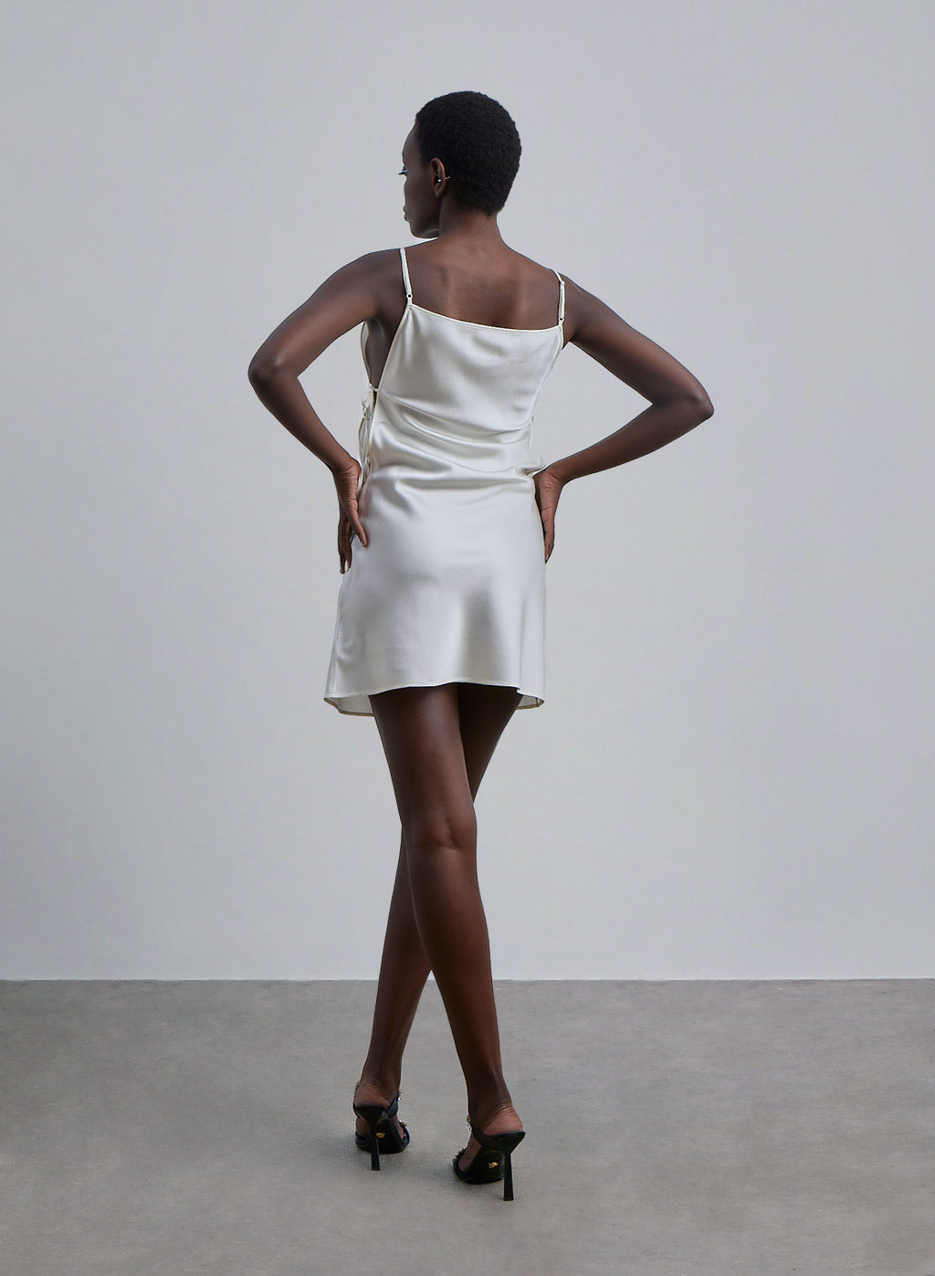 Side Tie Silk Slip Dress