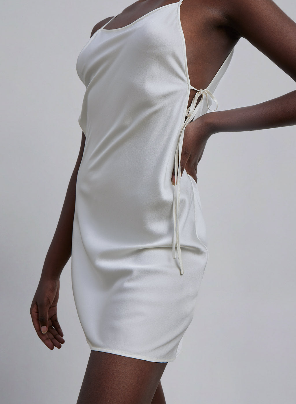 Side Tie Silk Slip Dress