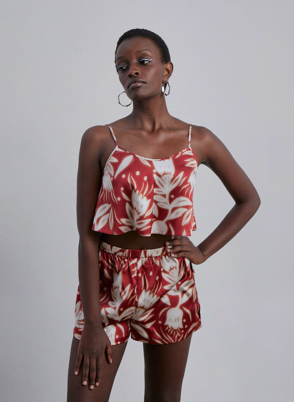 Floral Print Silk Camisole Set