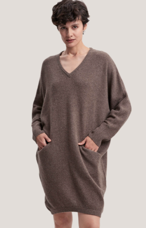 Loose V-Neck 100% Yak Wool Dress