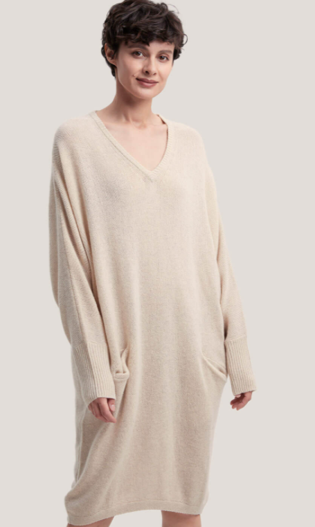 Loose V-Neck 100% Yak Wool Dress