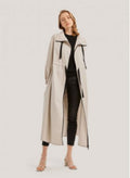 Funnel Neck Drawstring 100% Cotton Long Coat
